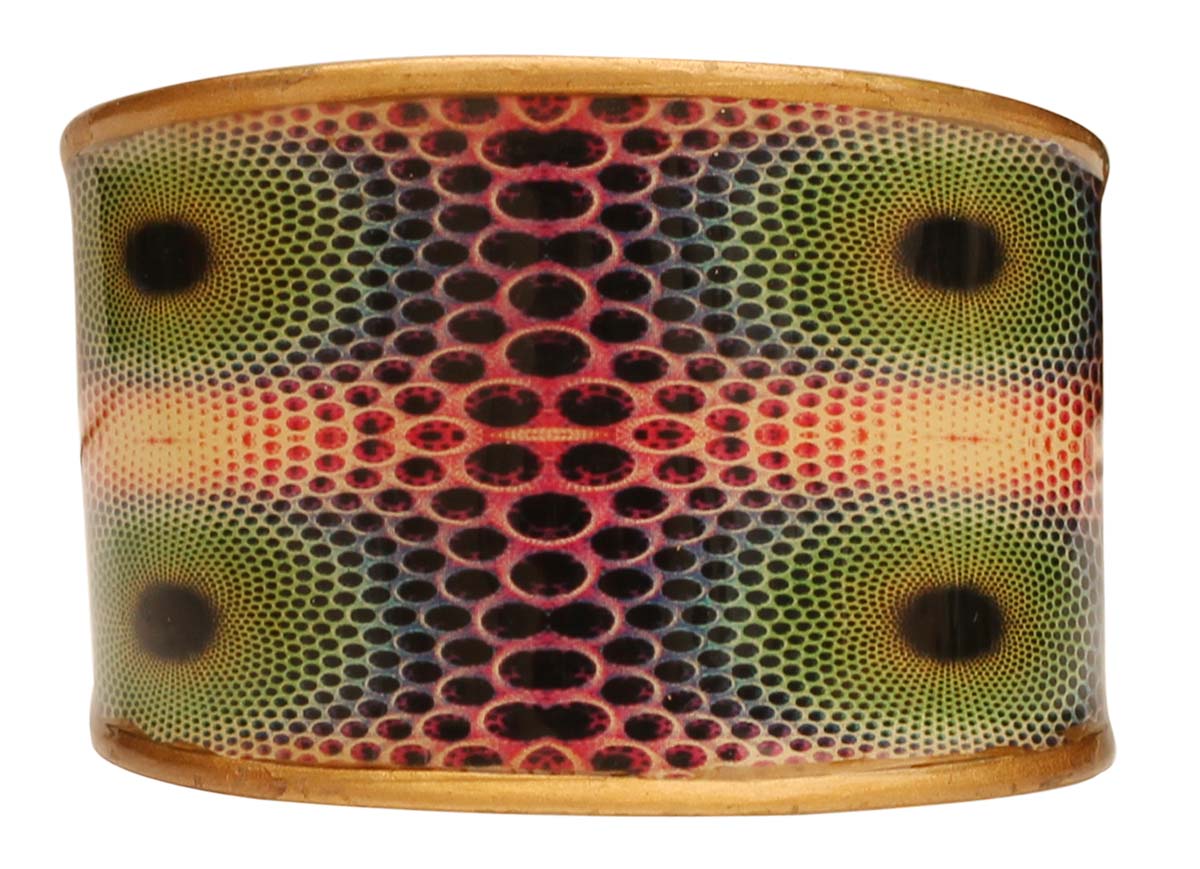 2.6” Brass Cuff Bracelet with Optical Illusionary Pattern - Multicolored - Antique-Look Accessories / Jewelry / Gifts for Her - Buy in Bulk Wholesale
